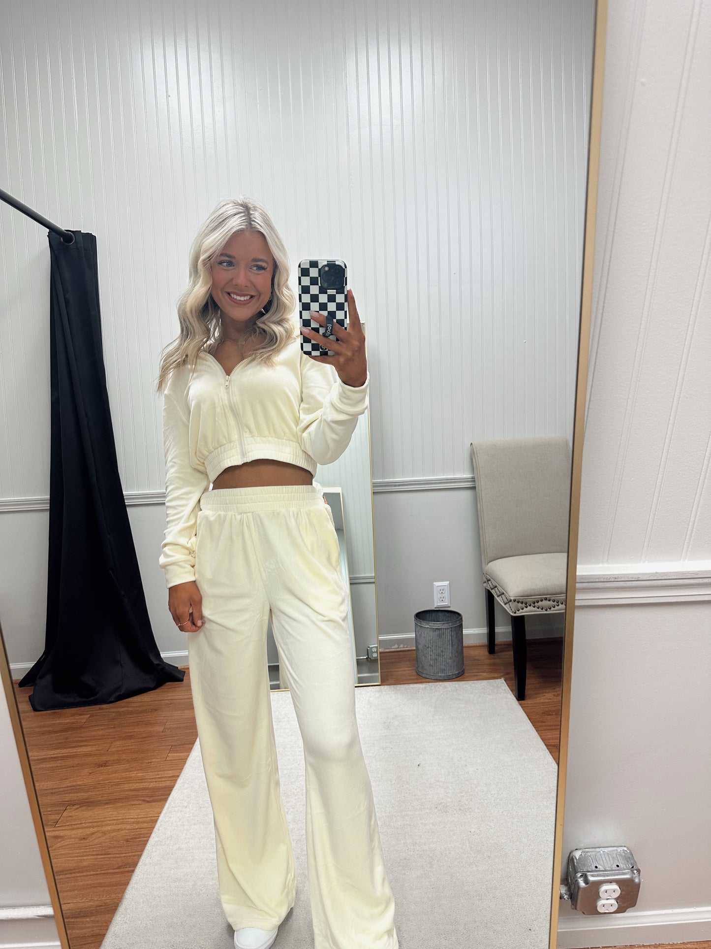 Sunday Velour Cropped Zip Up