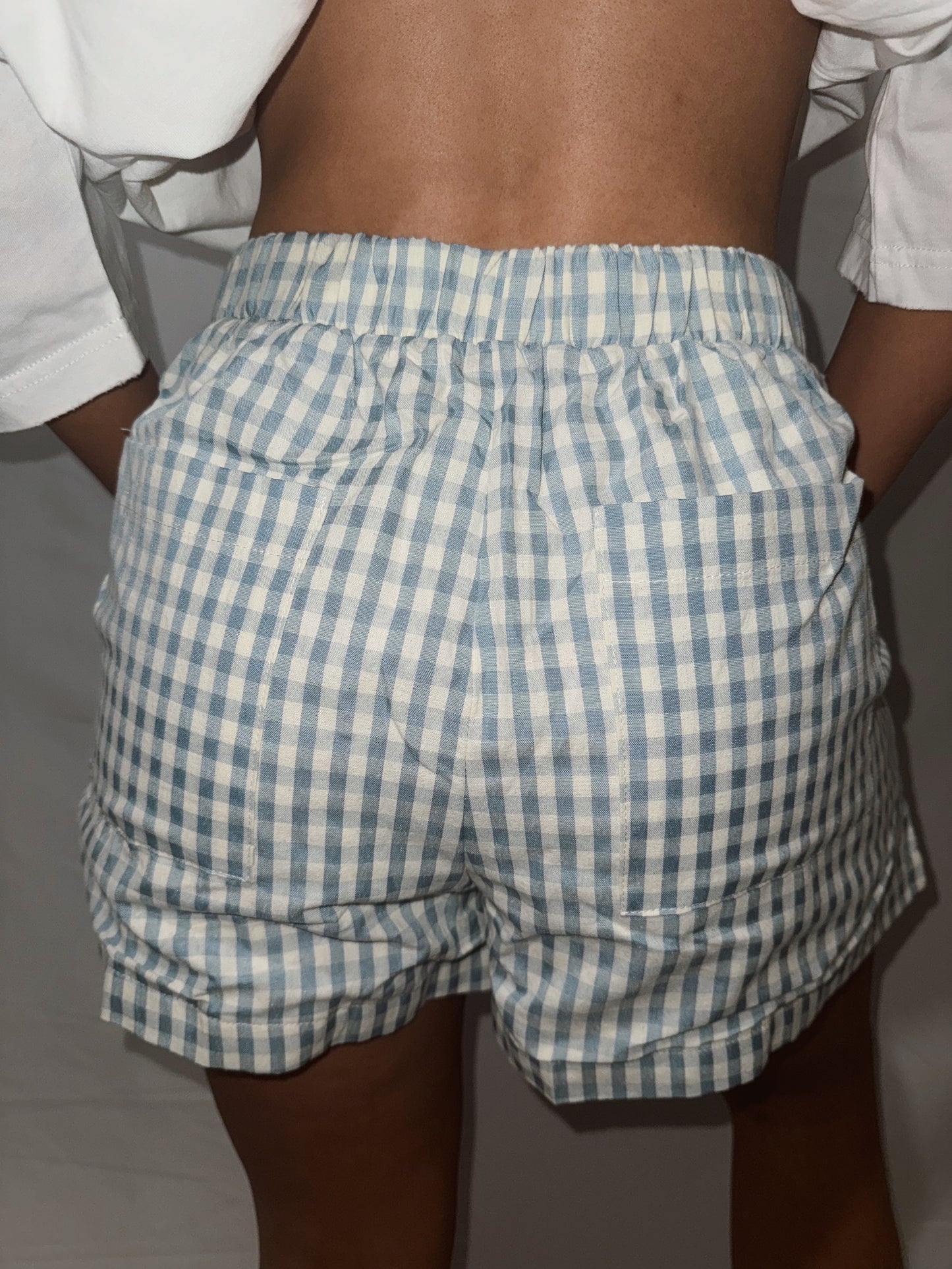 Ellie Gingham Shorts - Baby Blue