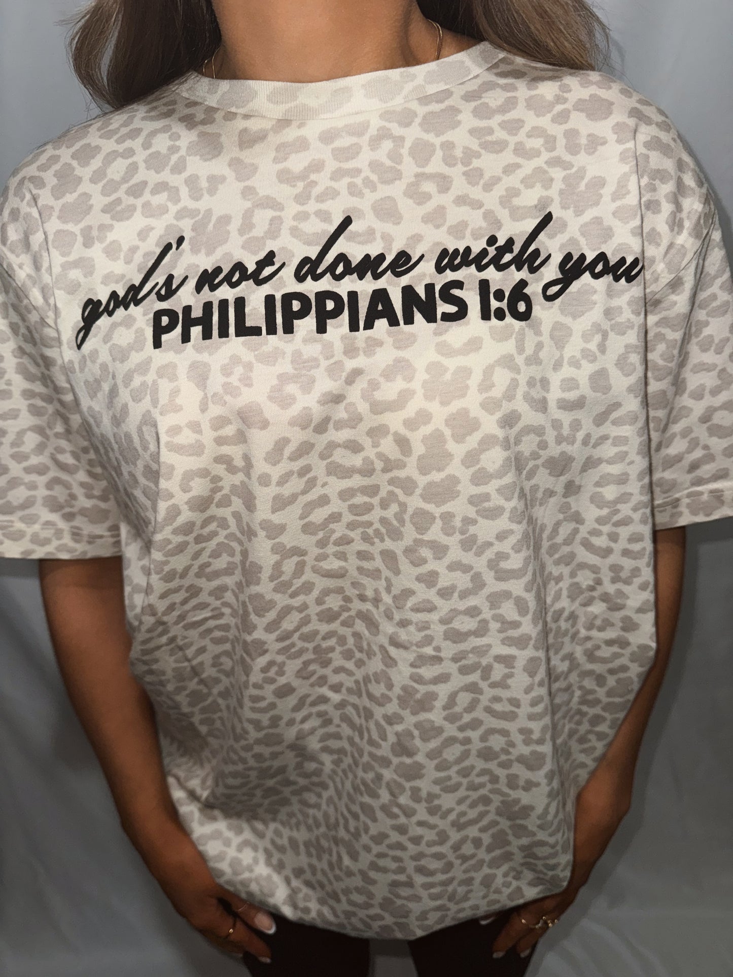 God’s Not Done With You Leopard Tee