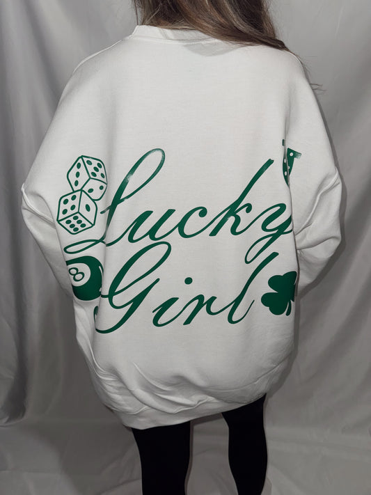 Lucky Girl Crewneck Sweatshirt (Front & Back)