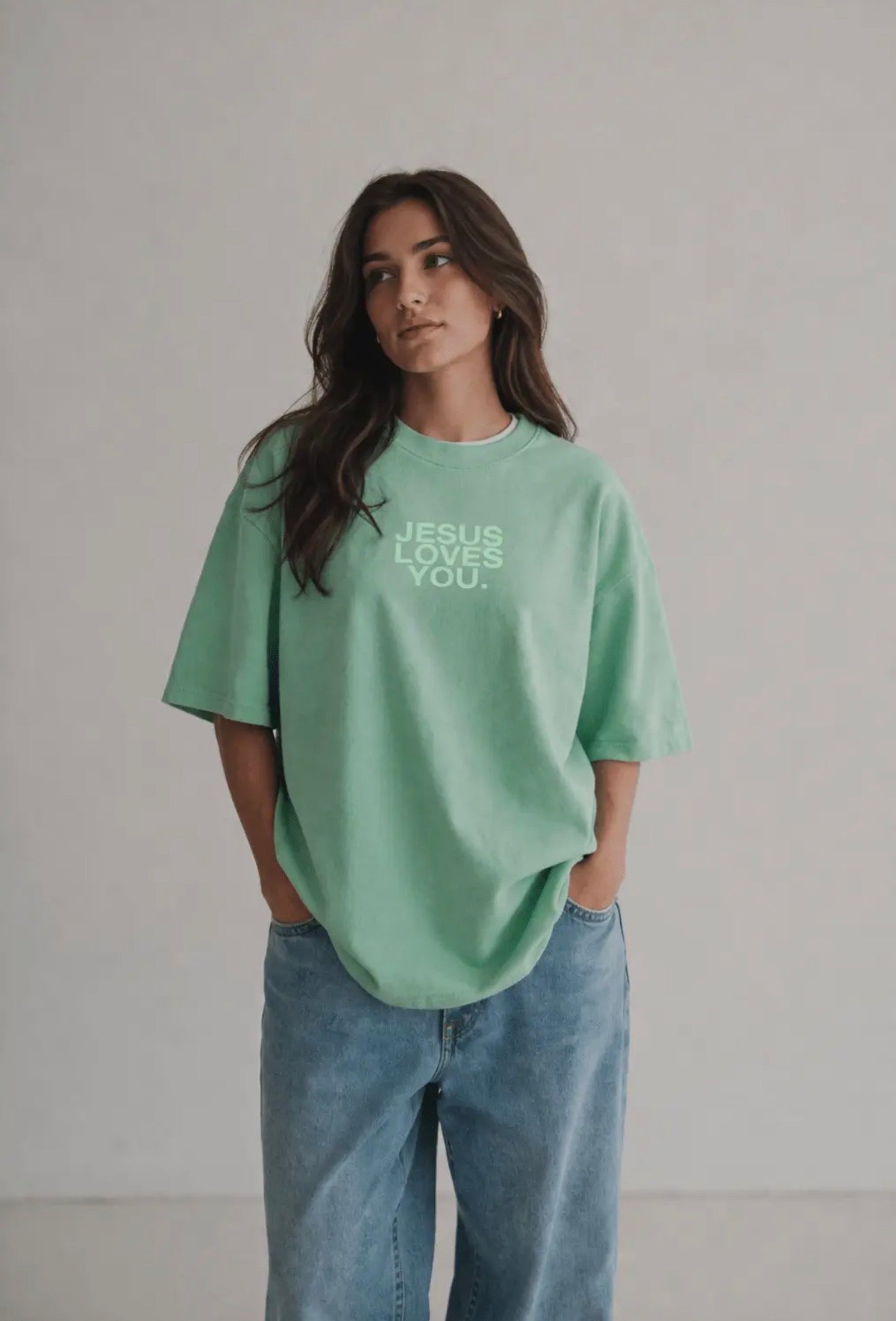 PRE - JESUS LOVES YOU TEE (WASHED MINT)
