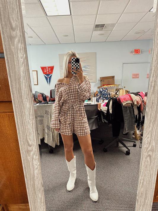 Pumpkin Patch Plaid Romper