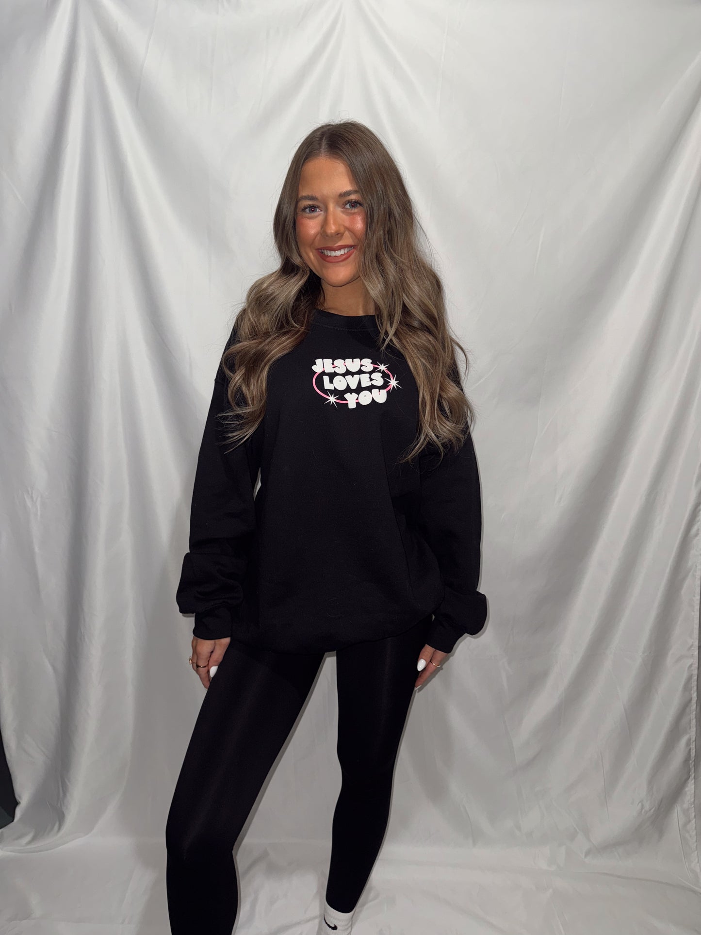 JESUS LOVES YOU Puff Graphic Crewneck (Front + Back)