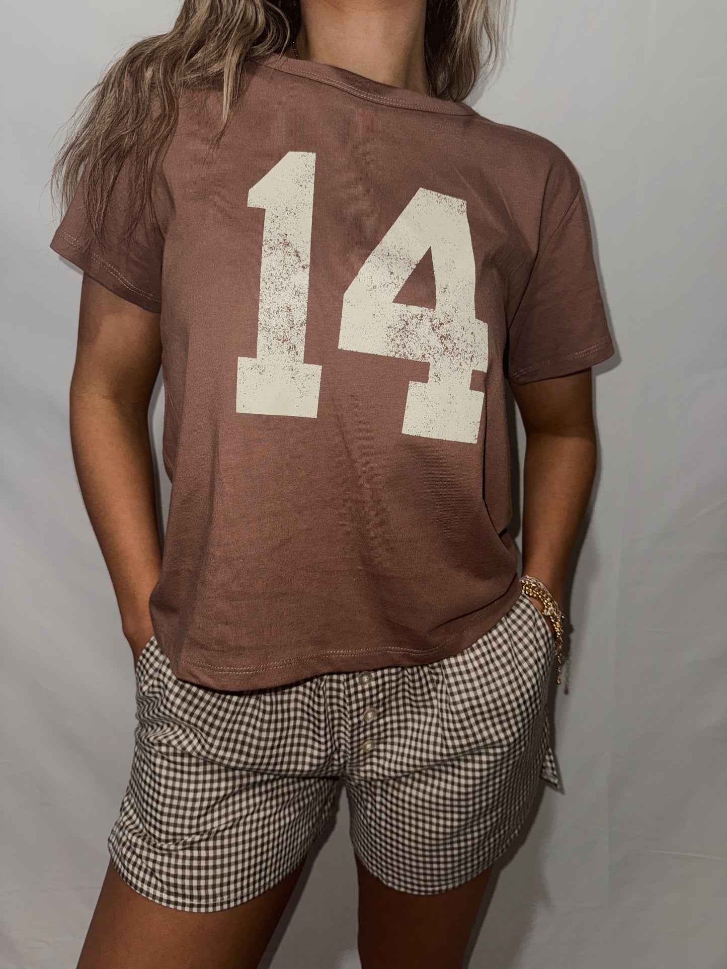 Kamri Gingham Shorts - Taupe