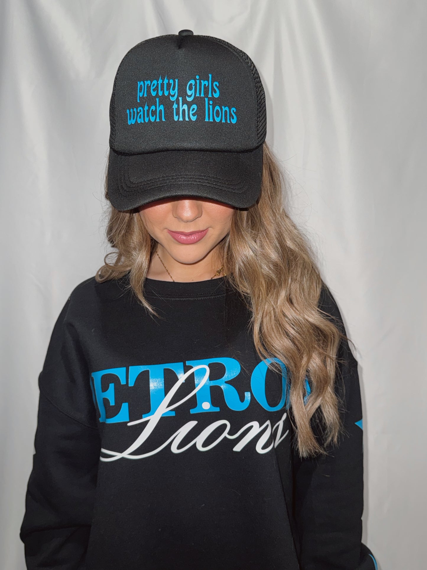 PRETTY GIRLS WATCH THE LIONS TRUCKER HAT