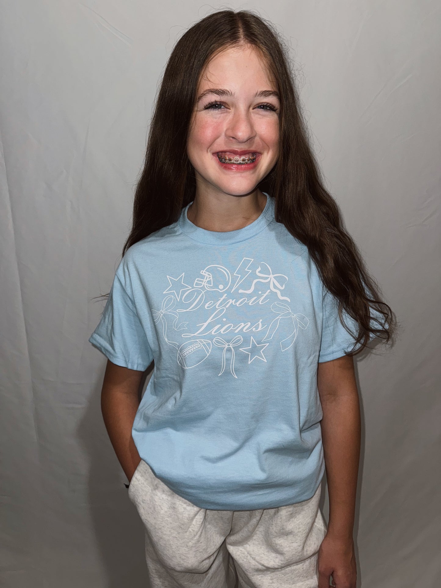*PREORDER* Lions Game Day Collage Tee - Baby Blue