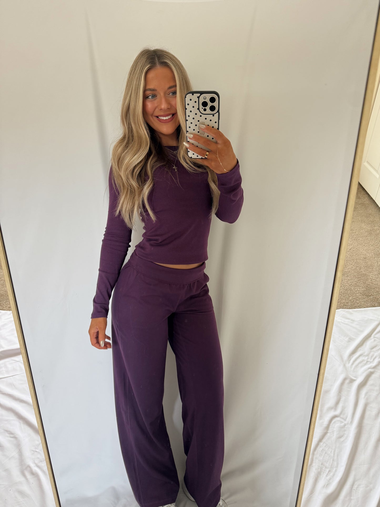 Brynley Micro Ribbed Long Sleeve Top - Plum
