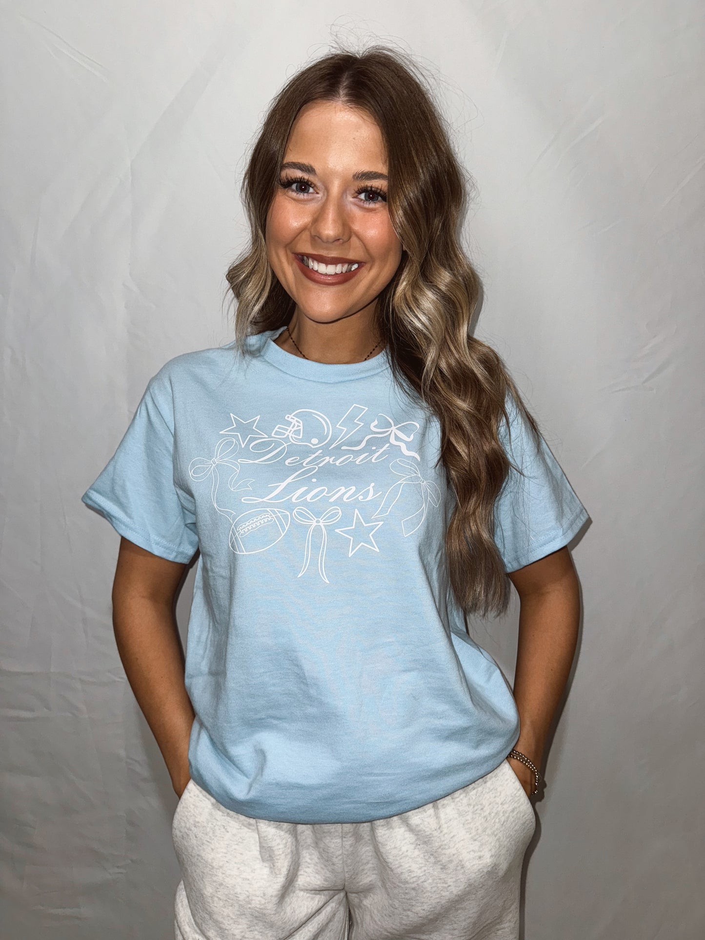 *PREORDER* Lions Game Day Collage Tee - Baby Blue