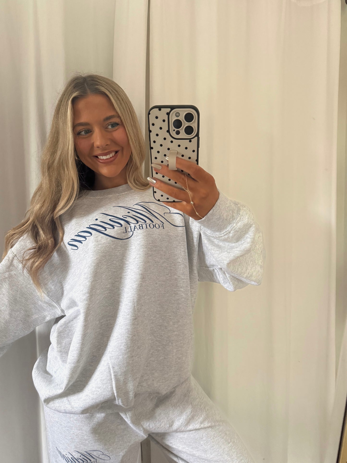 Michigan Football Crewneck - Ash Grey/Navy