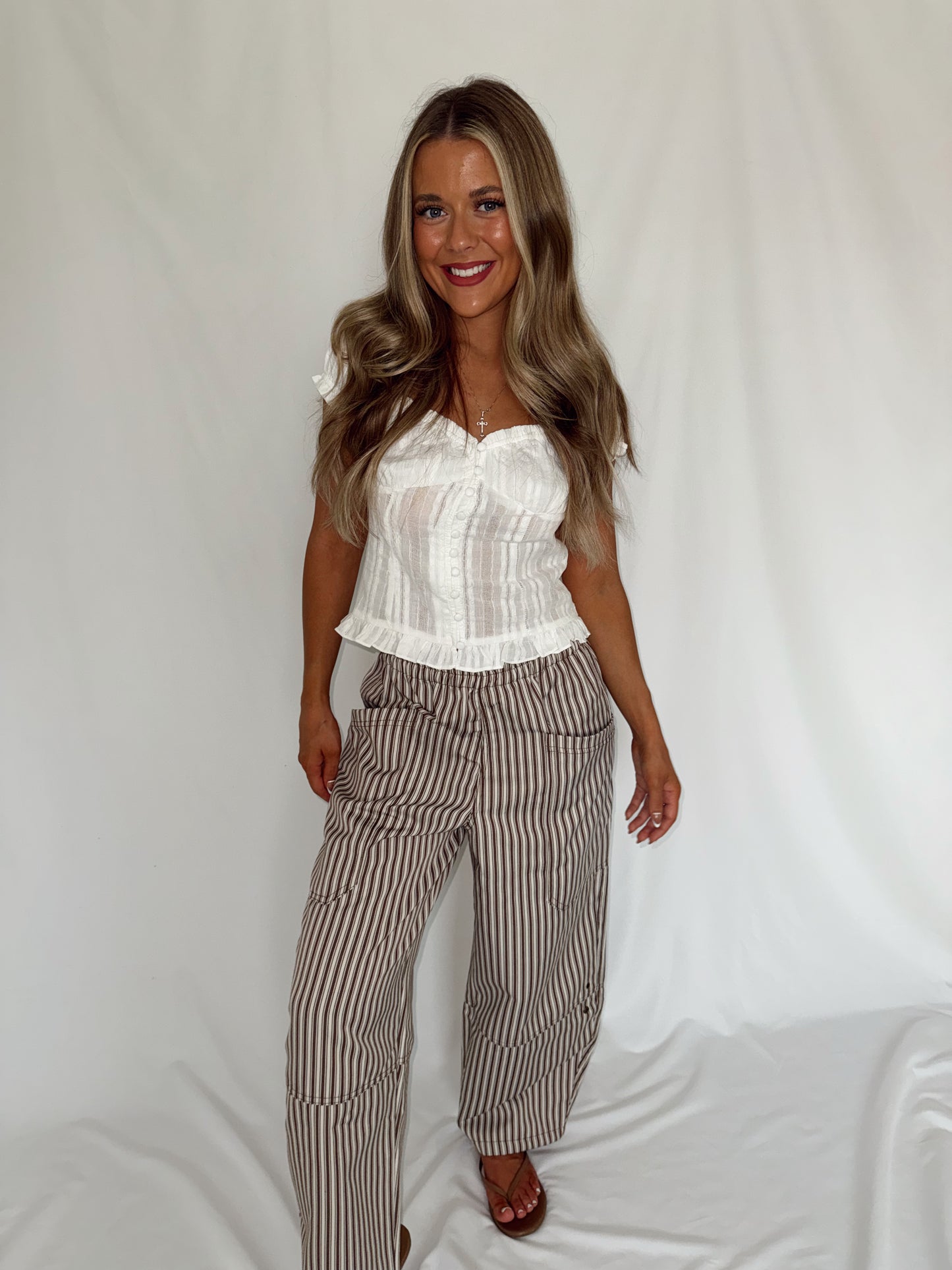 Brown Stripe Wide Leg Pants
