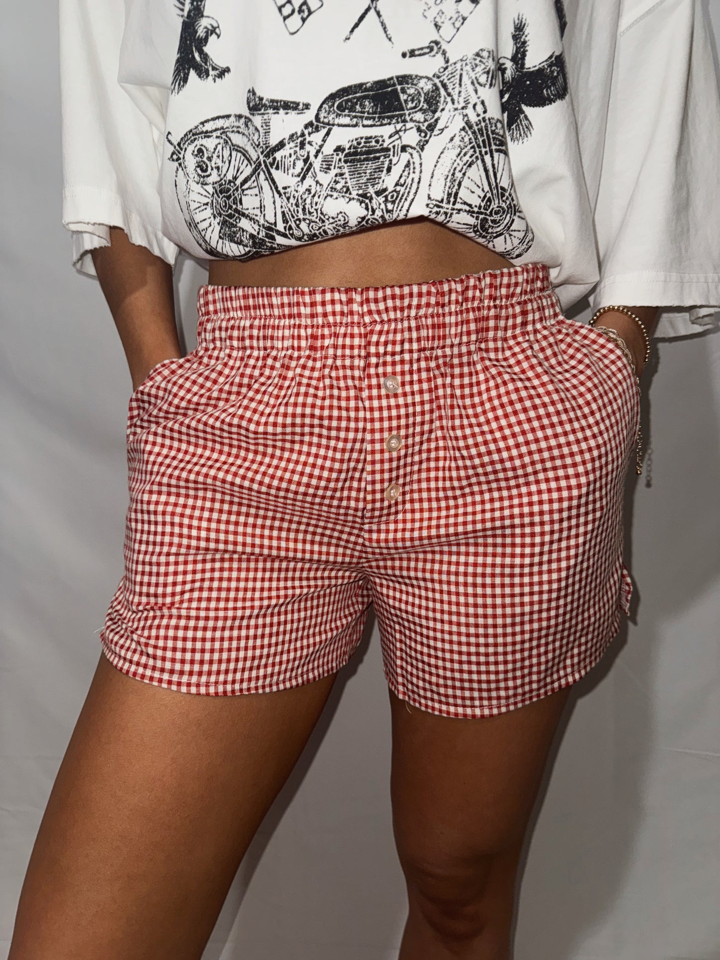 Kamri Gingham Shorts - Red