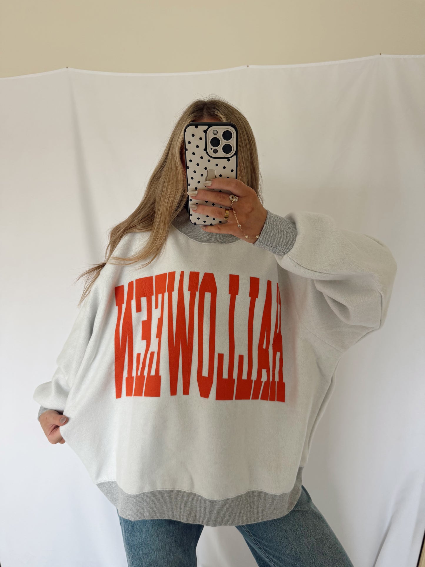 Halloween Oversized Reversible Mock Neck Sweatshirt
