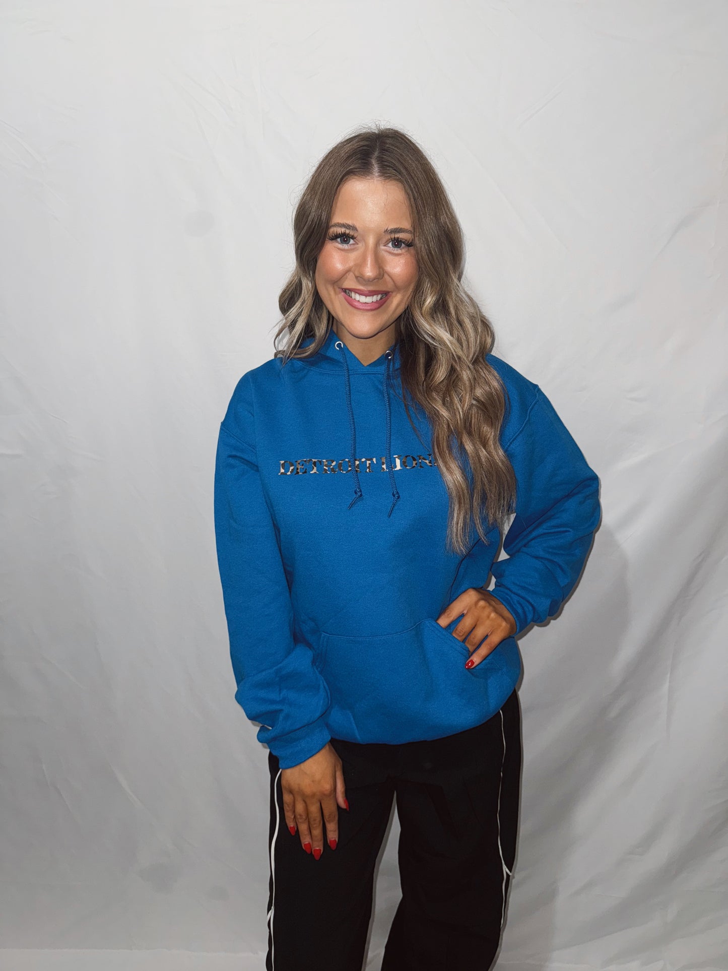 Star + Leopard Detroit Hoodie - Blue