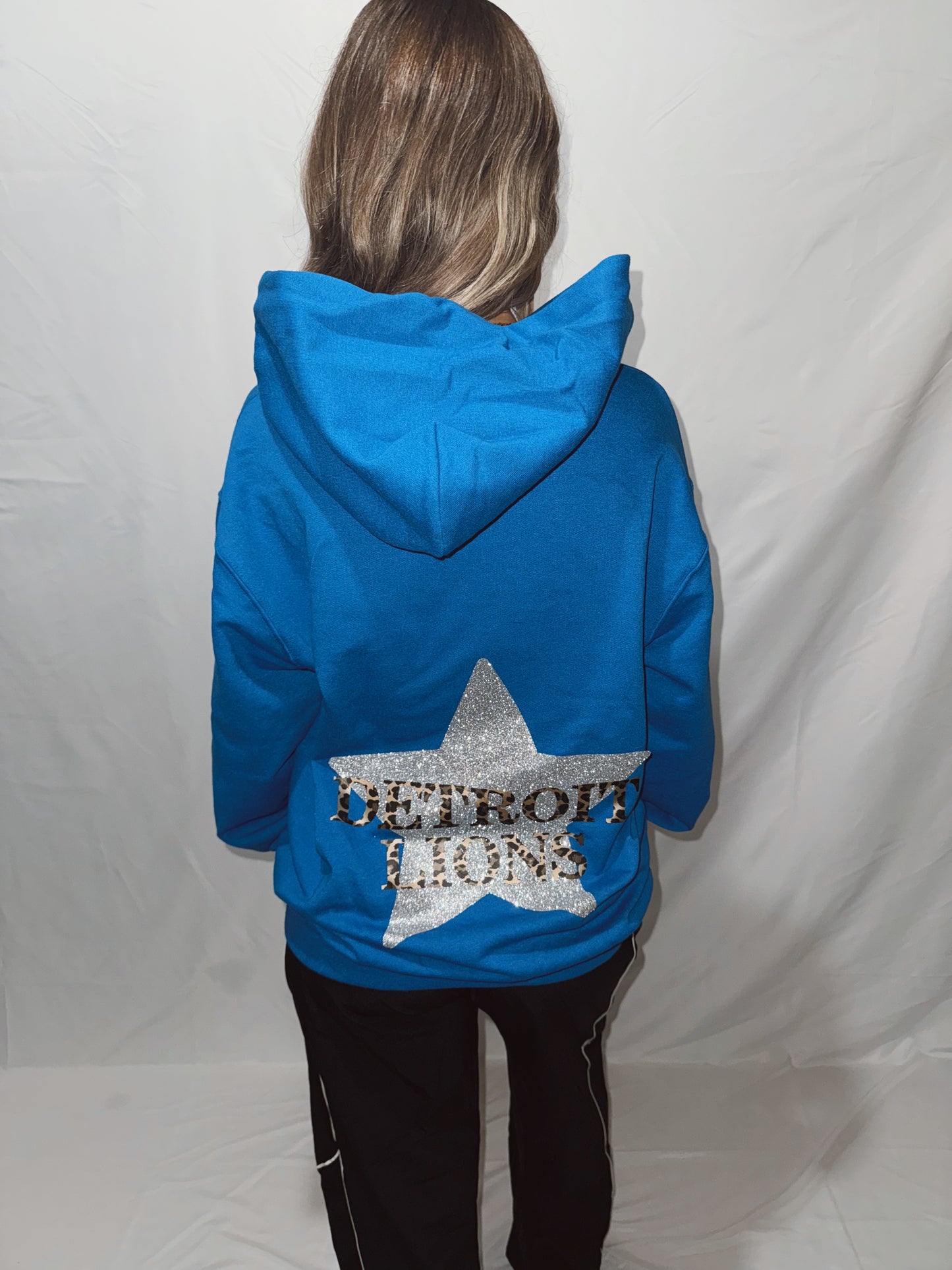 Star + Leopard Detroit Hoodie - Blue