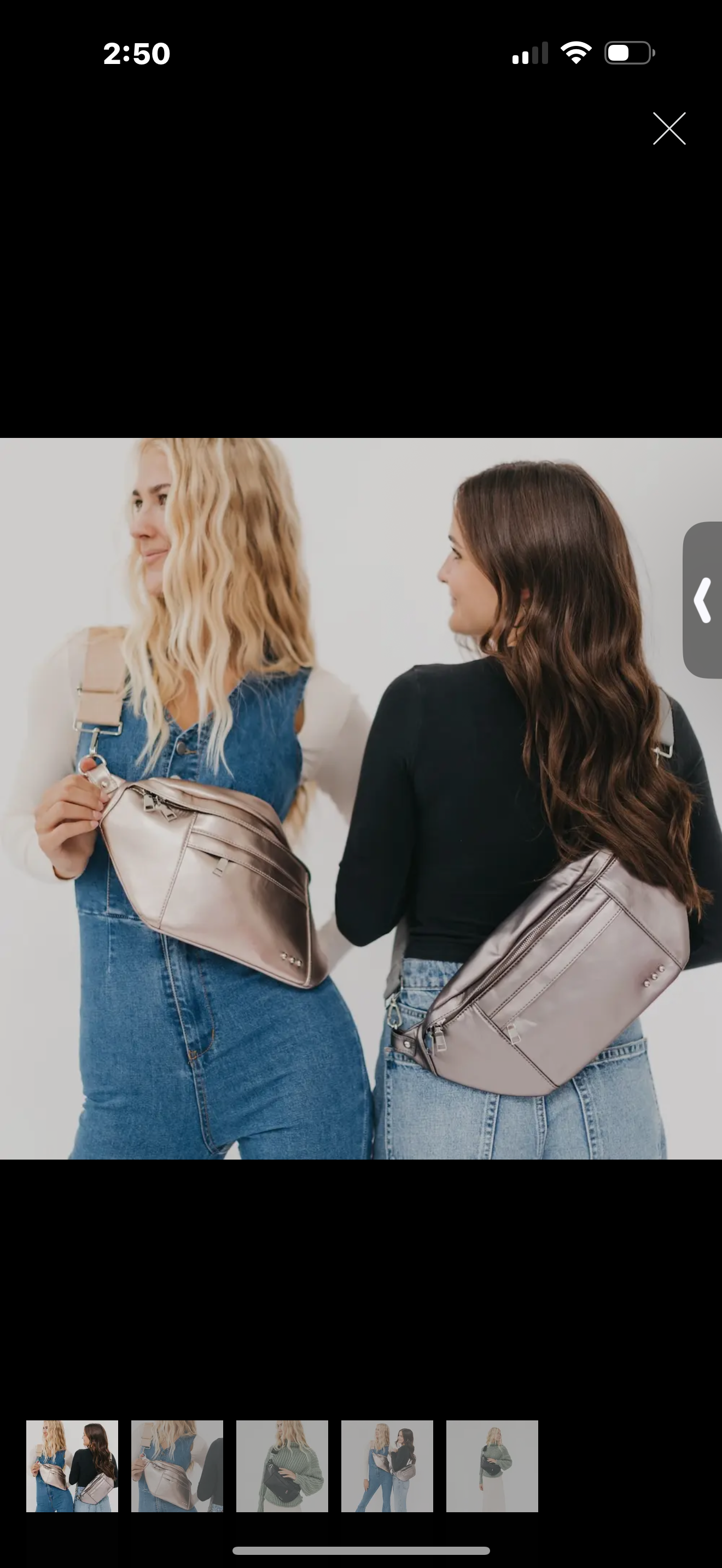 Aspyn Metallic Oversized Bum Bag - Gunmetal