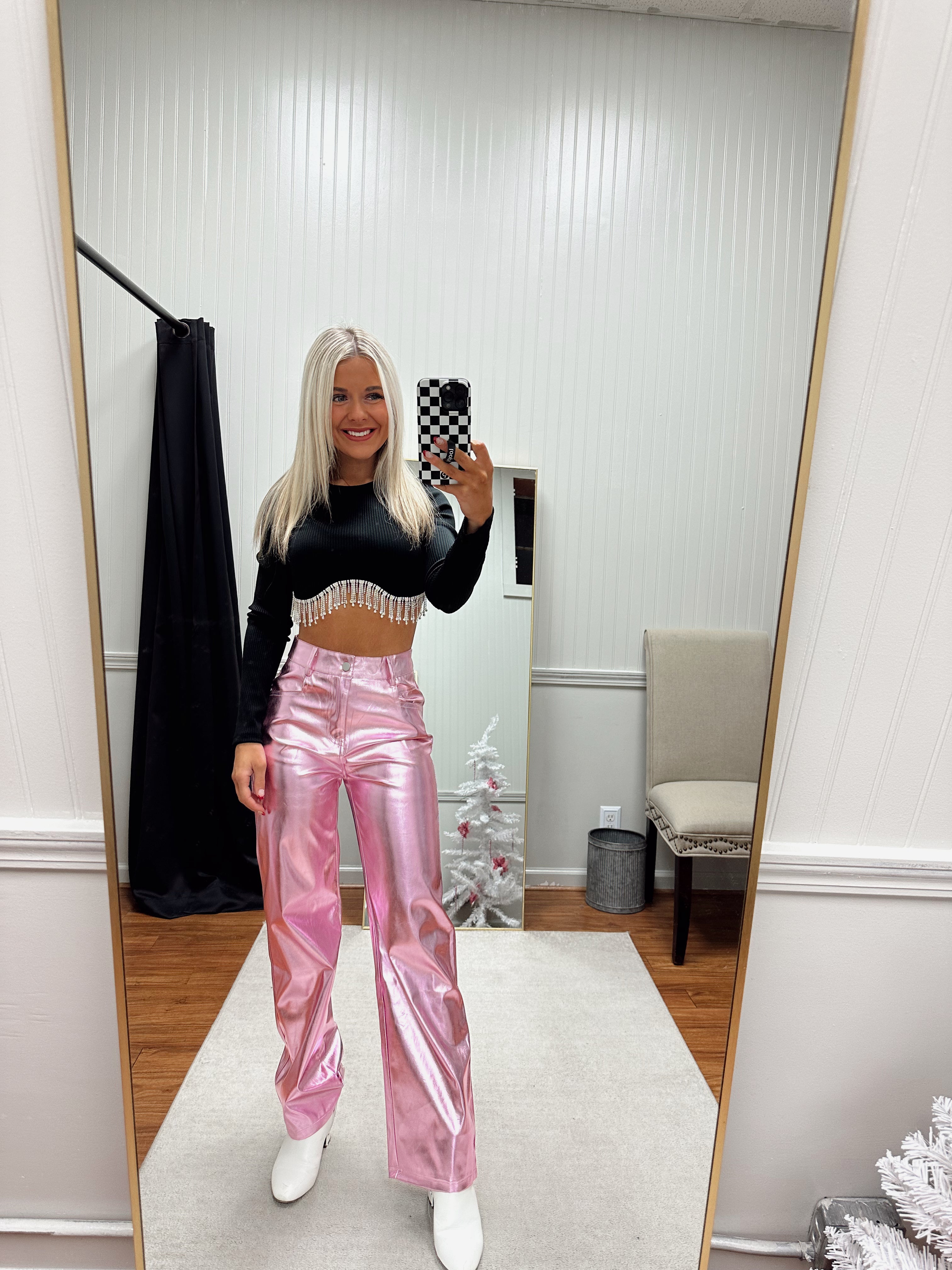 Center Of Attention Metallic Pants – Nineteen & North Boutique