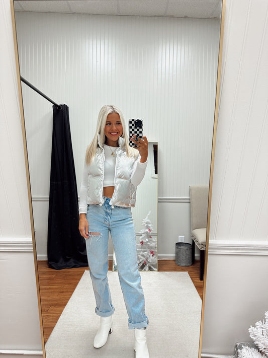 Shine On Metallic Puffer Vest