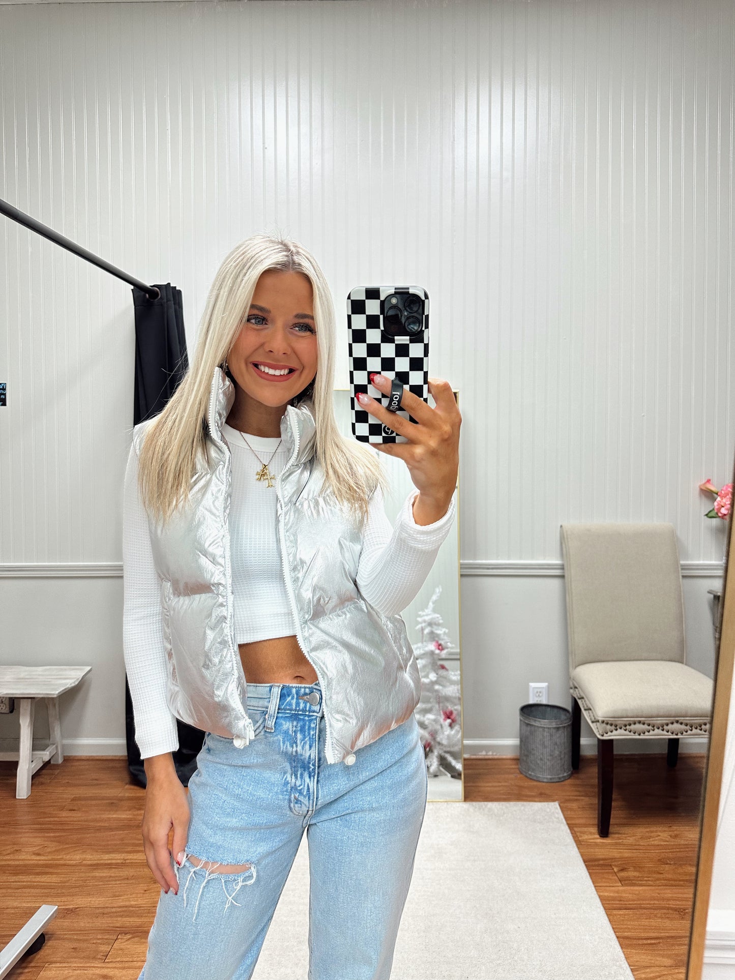 Shine On Metallic Puffer Vest