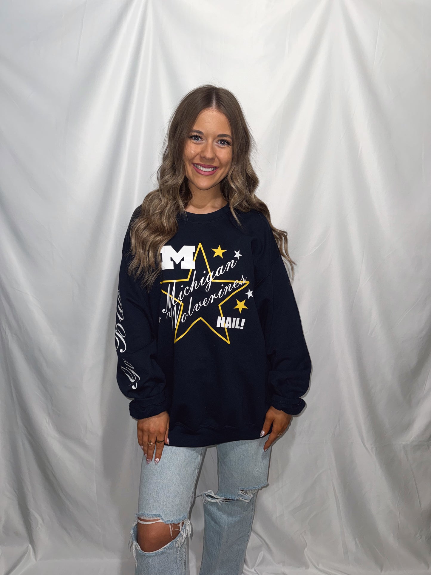 Michigan Star Burst Crewneck - Navy