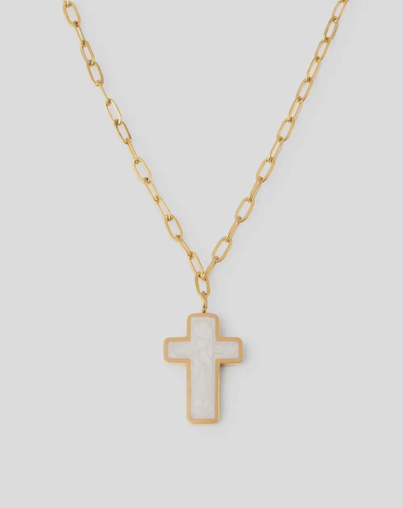 WHITE ENAMEL CROSS NECKLACE (PREORDER ARRIVES BEFORE CHRISTMAS)