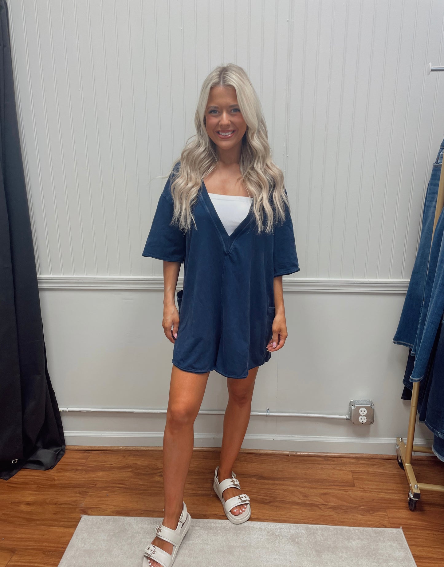 Chill Days Oversized Reversible Romper - Vintage Navy