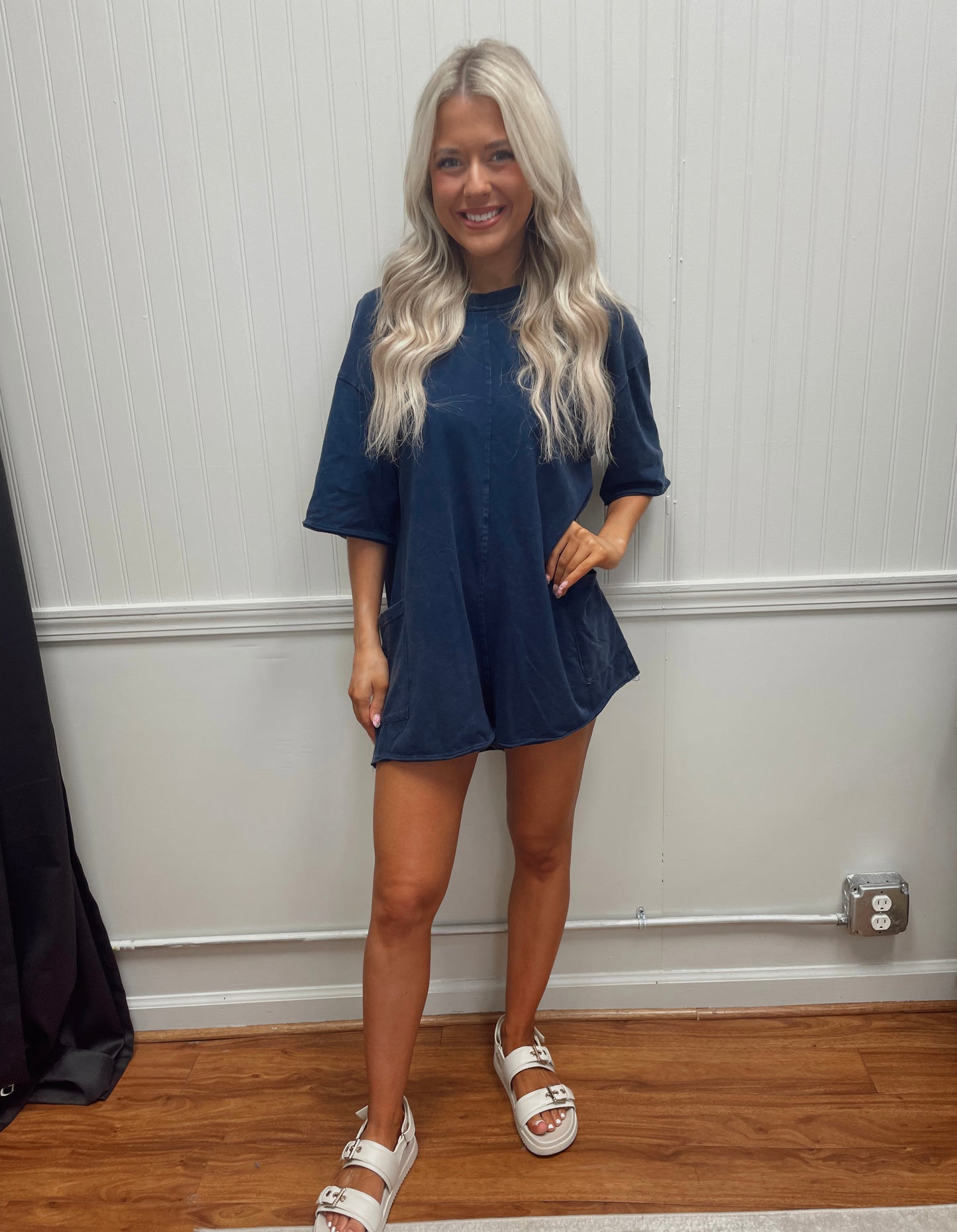 Chill Days Oversized Reversible Romper - Vintage Navy