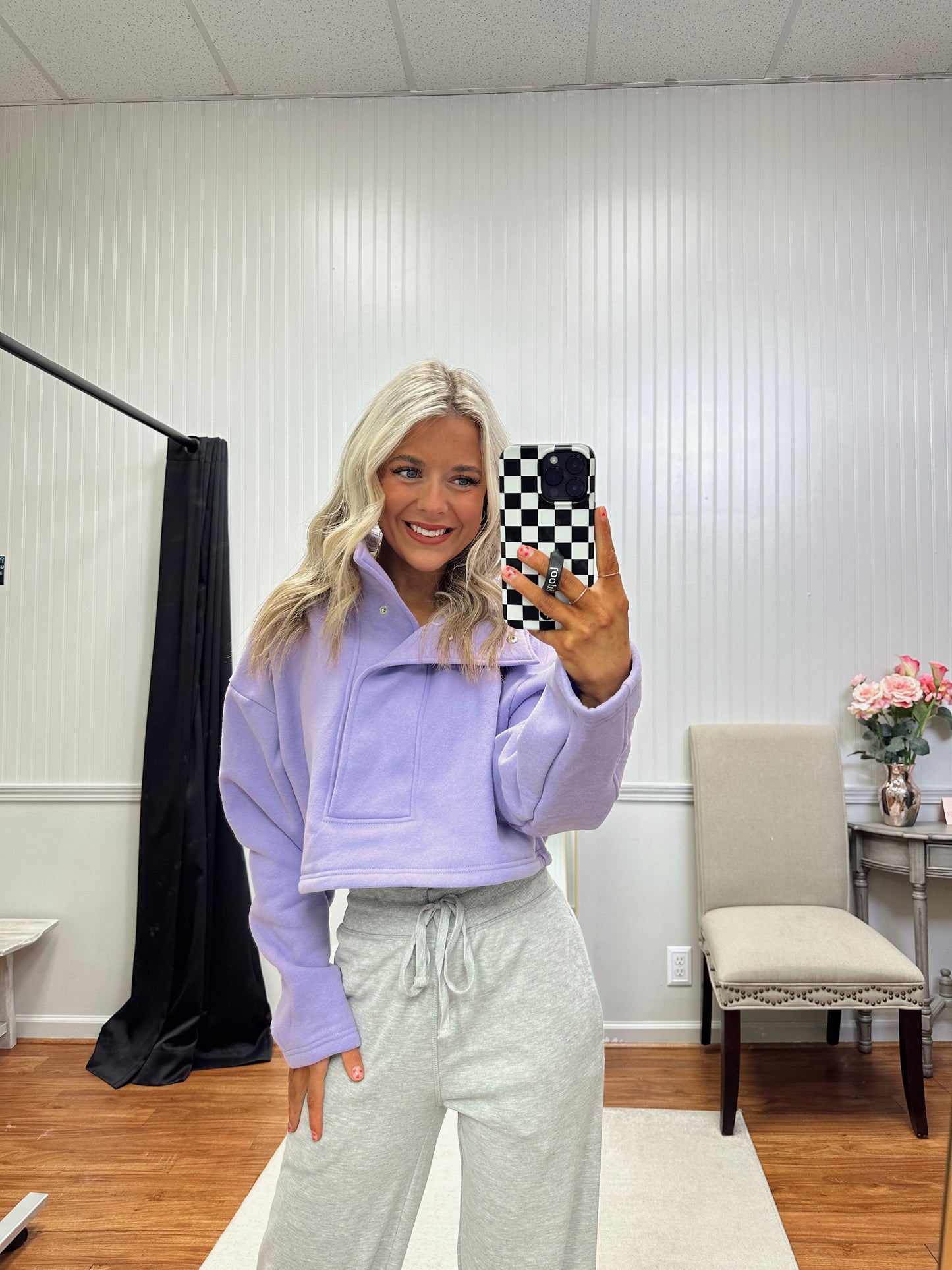 Cozy Up Button Up Cropped Sweatshirt