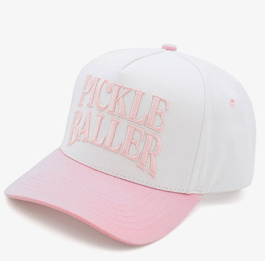 PICKLE BALLER TRUCKER HAT - PINK/WHITE