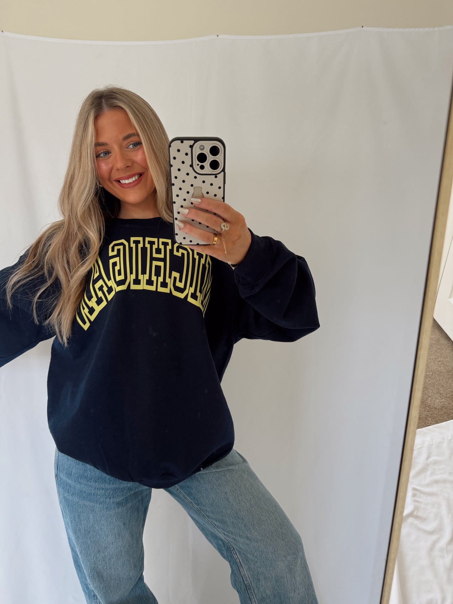 MICHIGAN Arched Crewneck - Navy/Yellow
