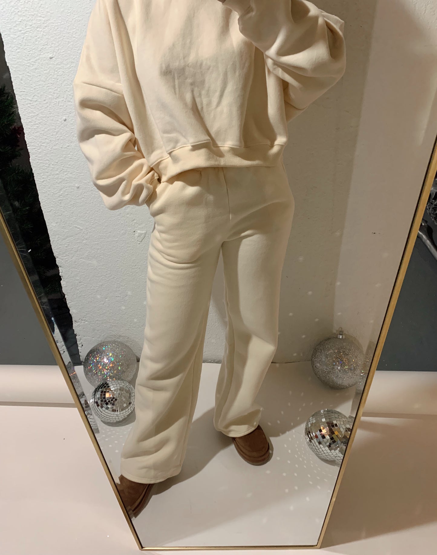 On A Cloud Wide Leg Sweatpants - Cream