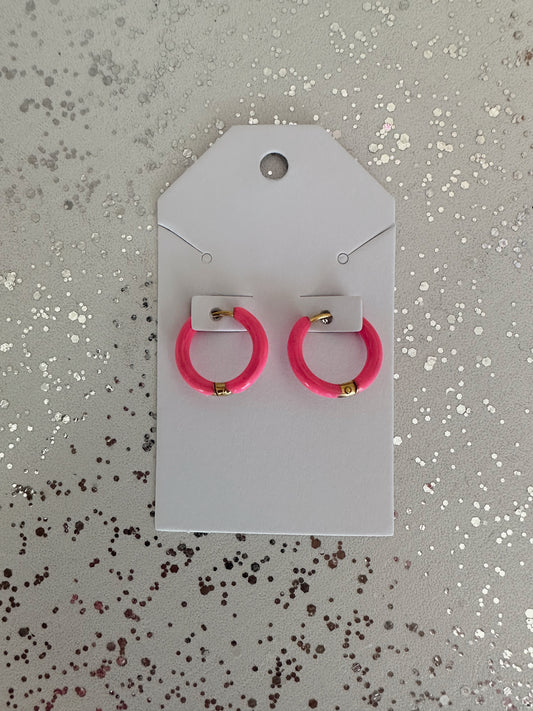 Electric Pink Hoop Earrings