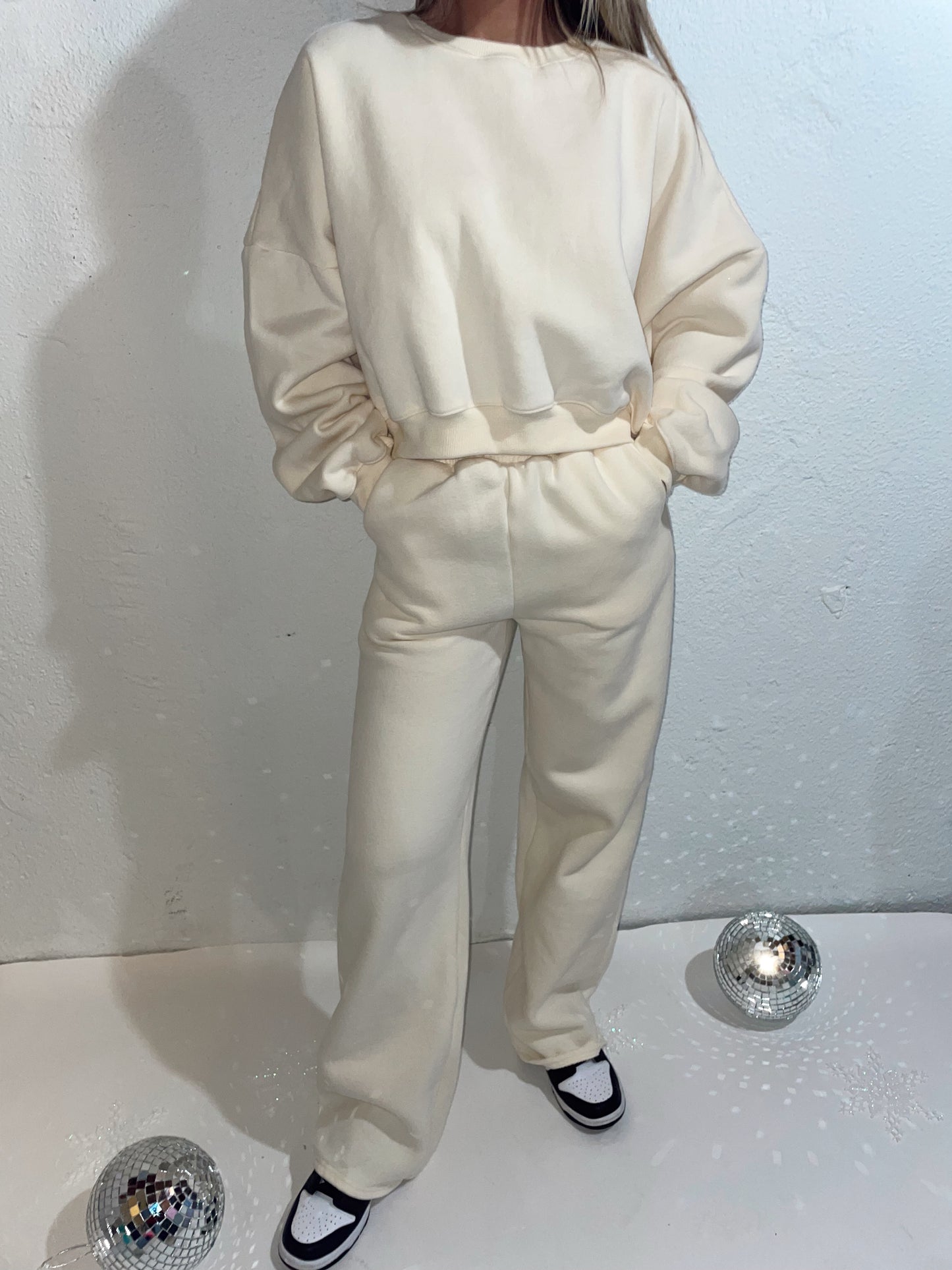 On A Cloud Wide Leg Sweatpants - Cream