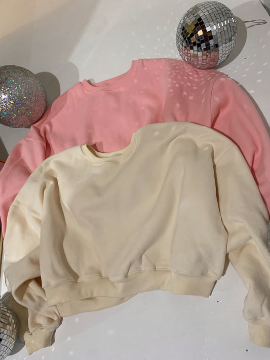 On A Cloud Oversized Crewneck - Powder Pink