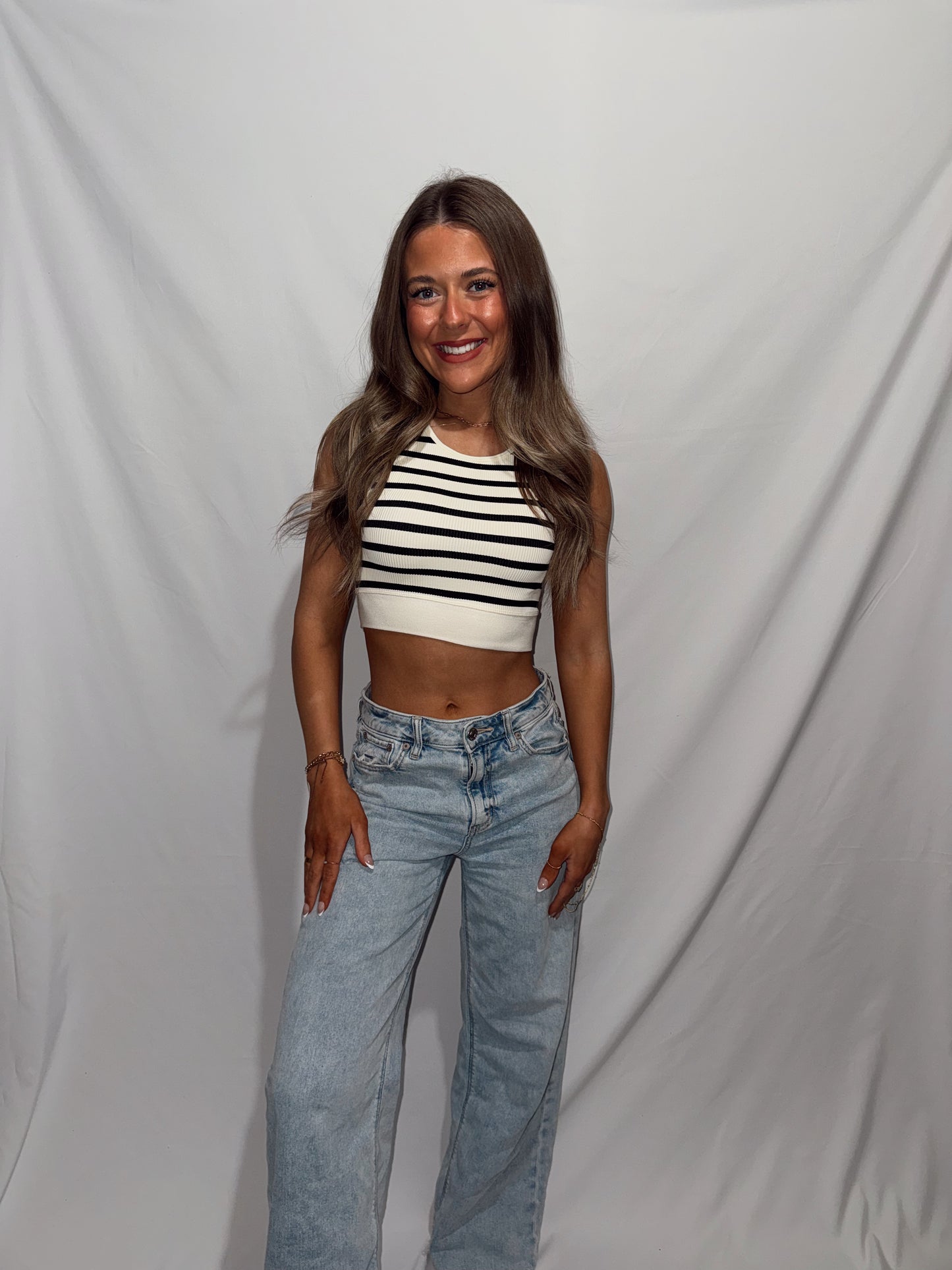 Move On Ribbed Top - Black Stripe