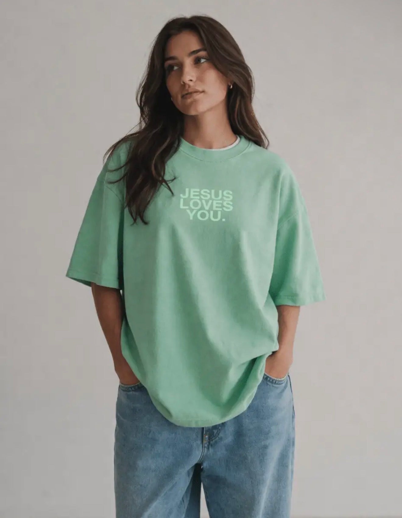 JESUS LOVES YOU (WASHED MINT) TEE