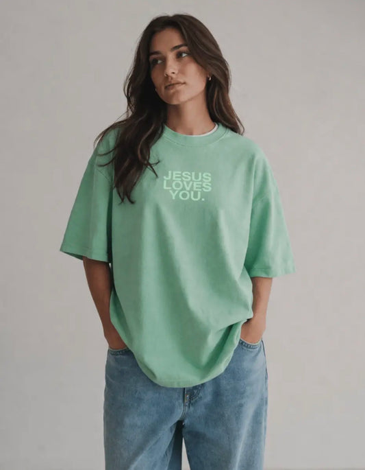 JESUS LOVES YOU (WASHED MINT) TEE