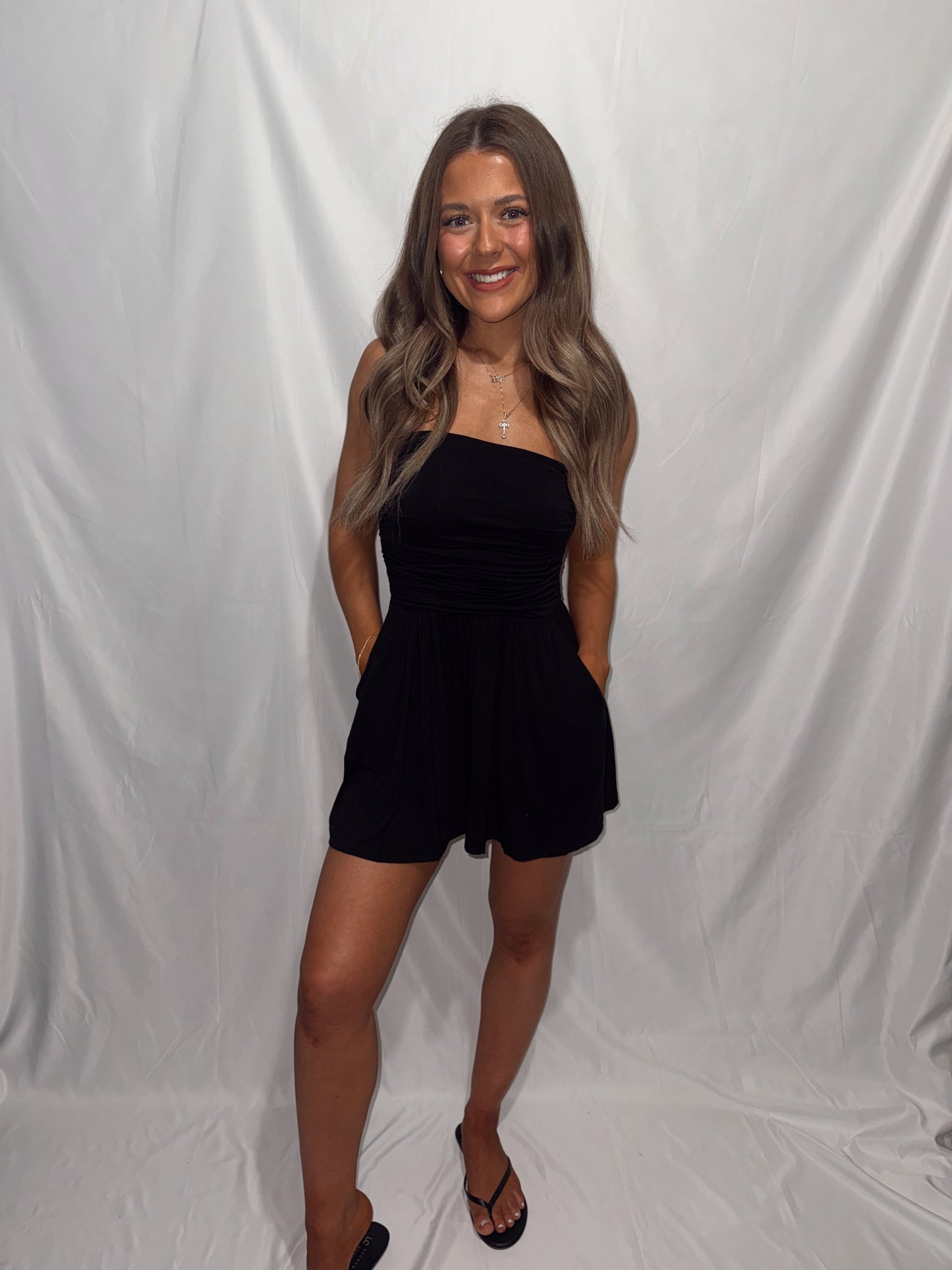 Beachside Strapless Romper - Black