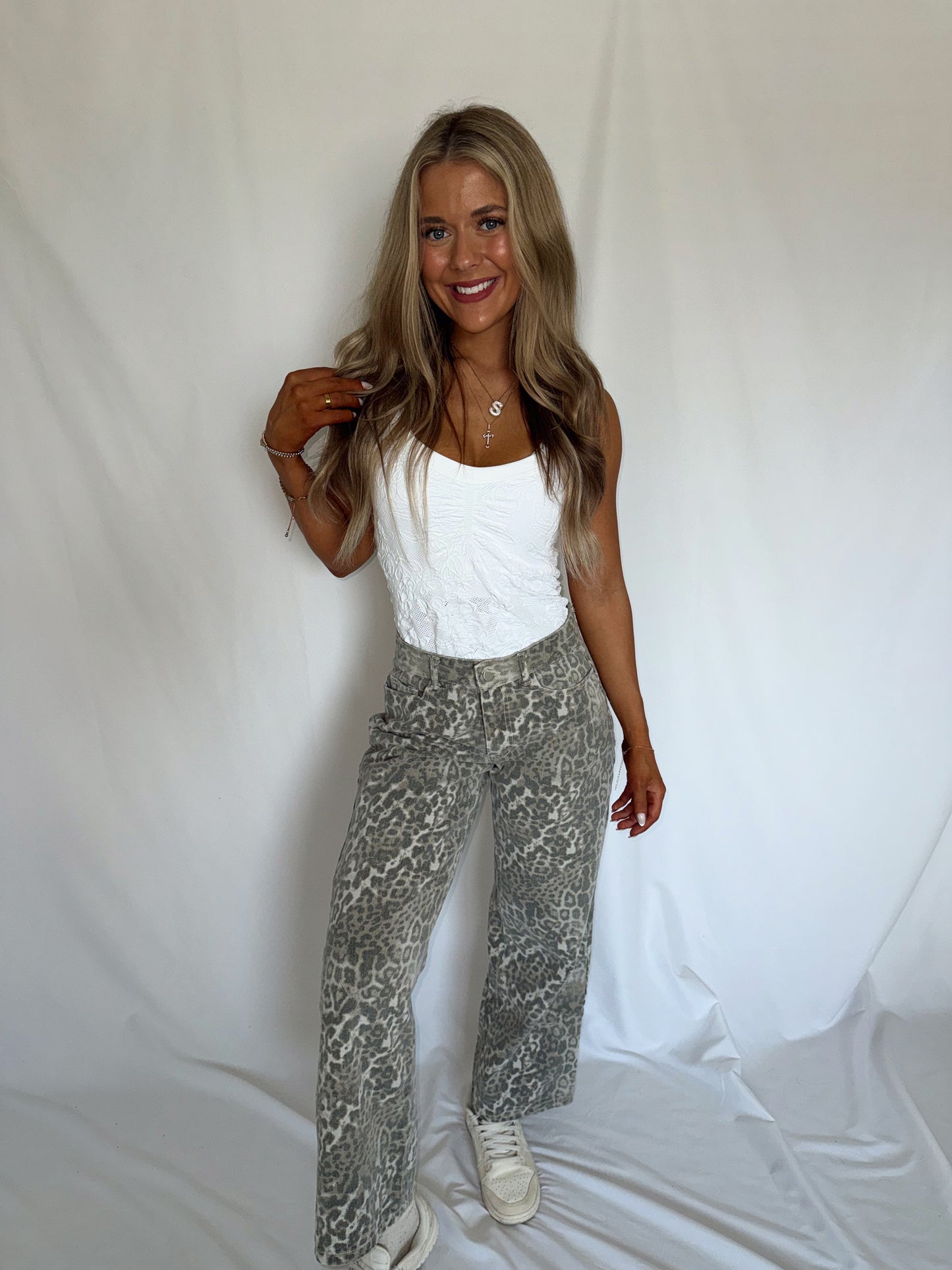 Raegan Leopard Straight Denim