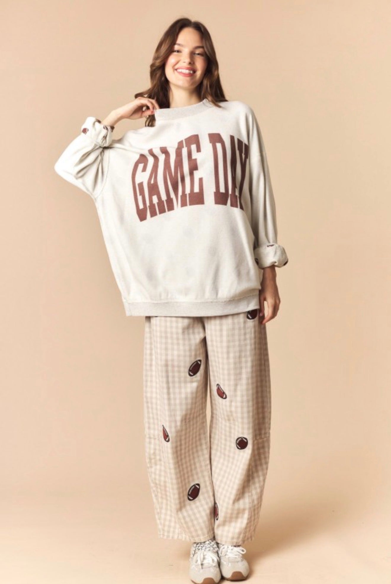 Game Day/Football Oversized Reversible Mock Neck Sweatshirt - PREORDER