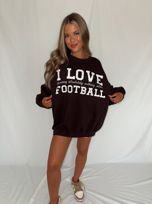I Love Football Crewneck - Brown