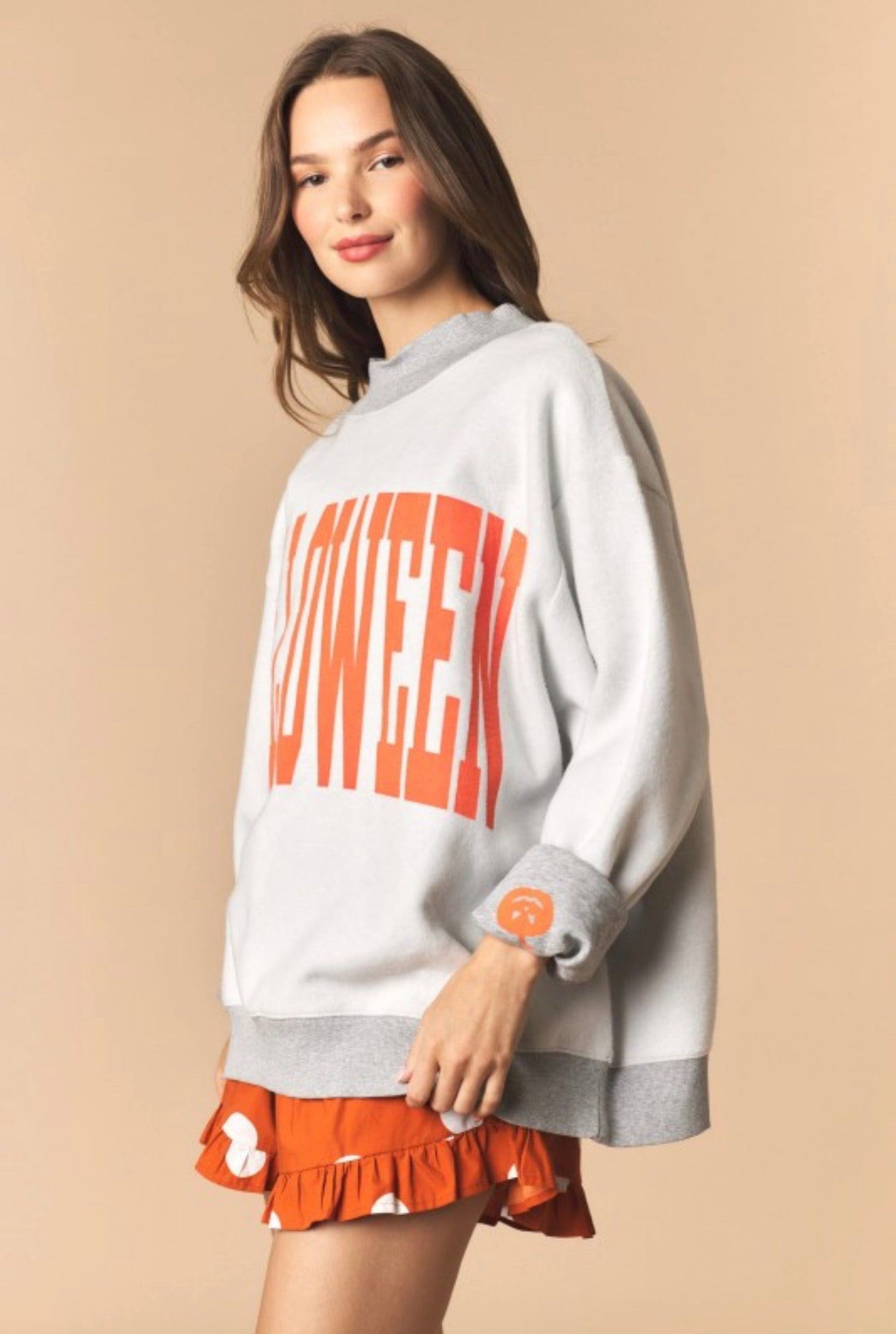 Halloween Oversized Reversible Mock Neck Sweatshirt - PREORDER