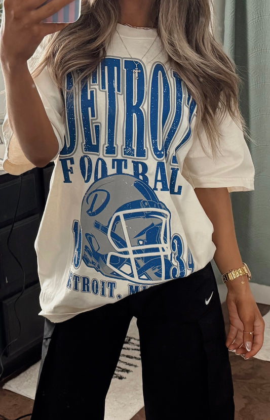 Unisex Detroit Football Boxy Tee - Ivory (PREORDER)