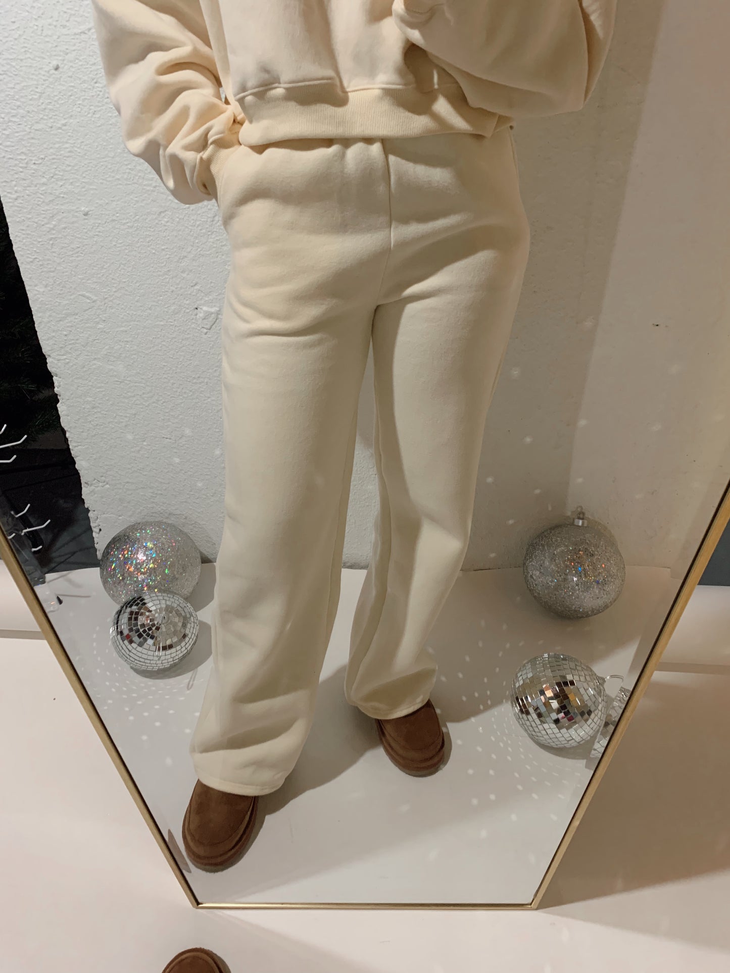 On A Cloud Wide Leg Sweatpants - Cream