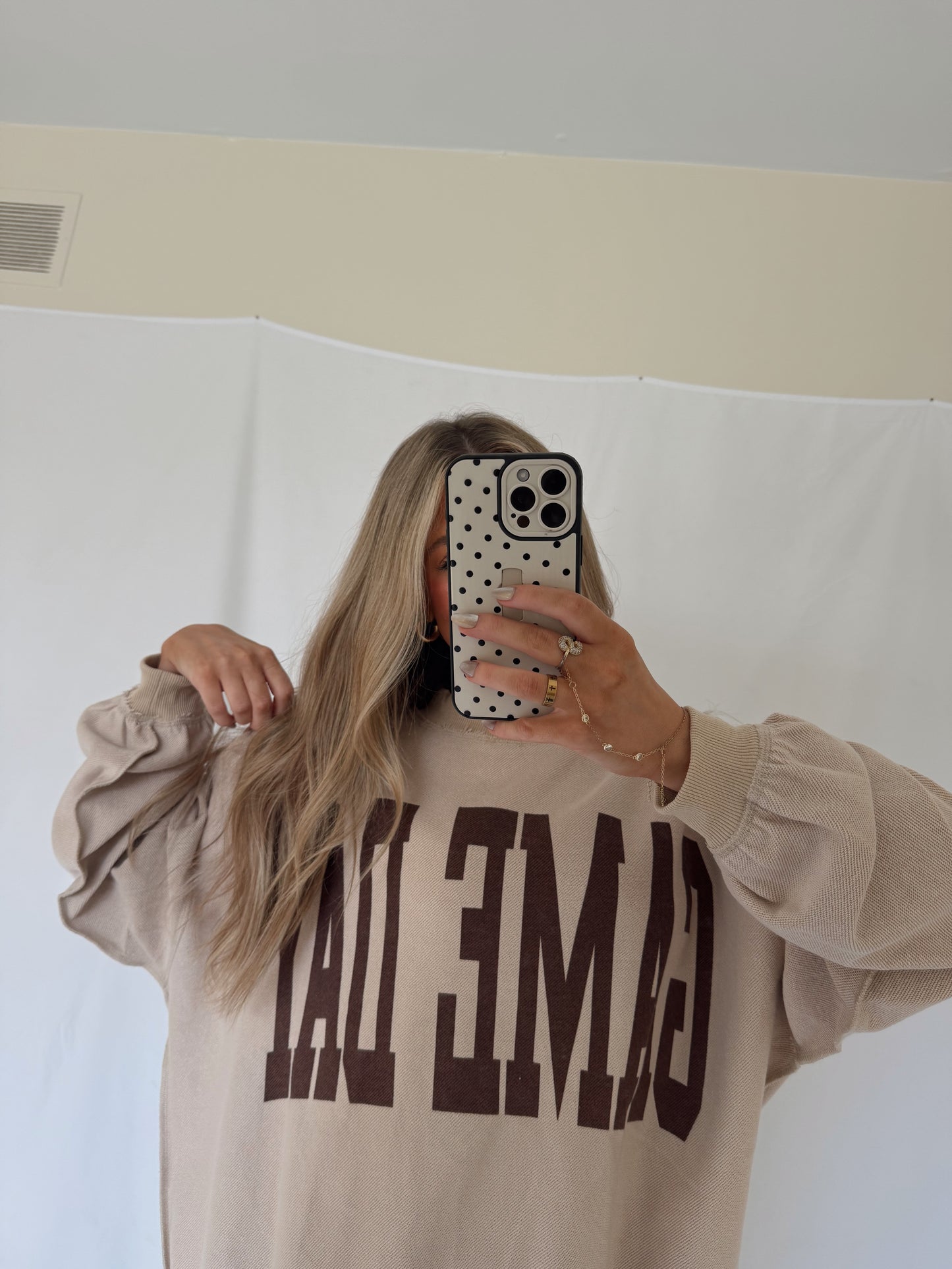 Game Day/Football Oversized Reversible Mock Neck Sweatshirt