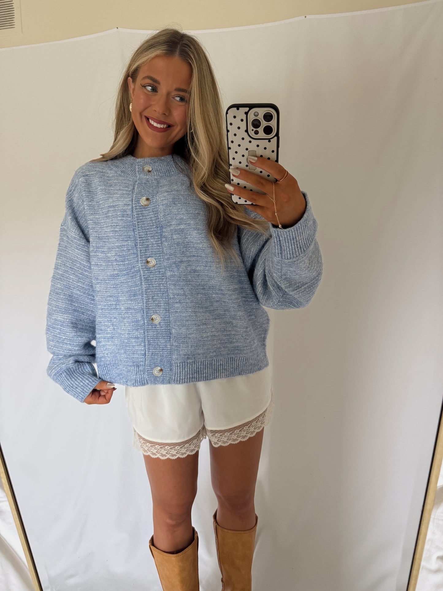 Denim Blue Oversized Cardigan Sweater