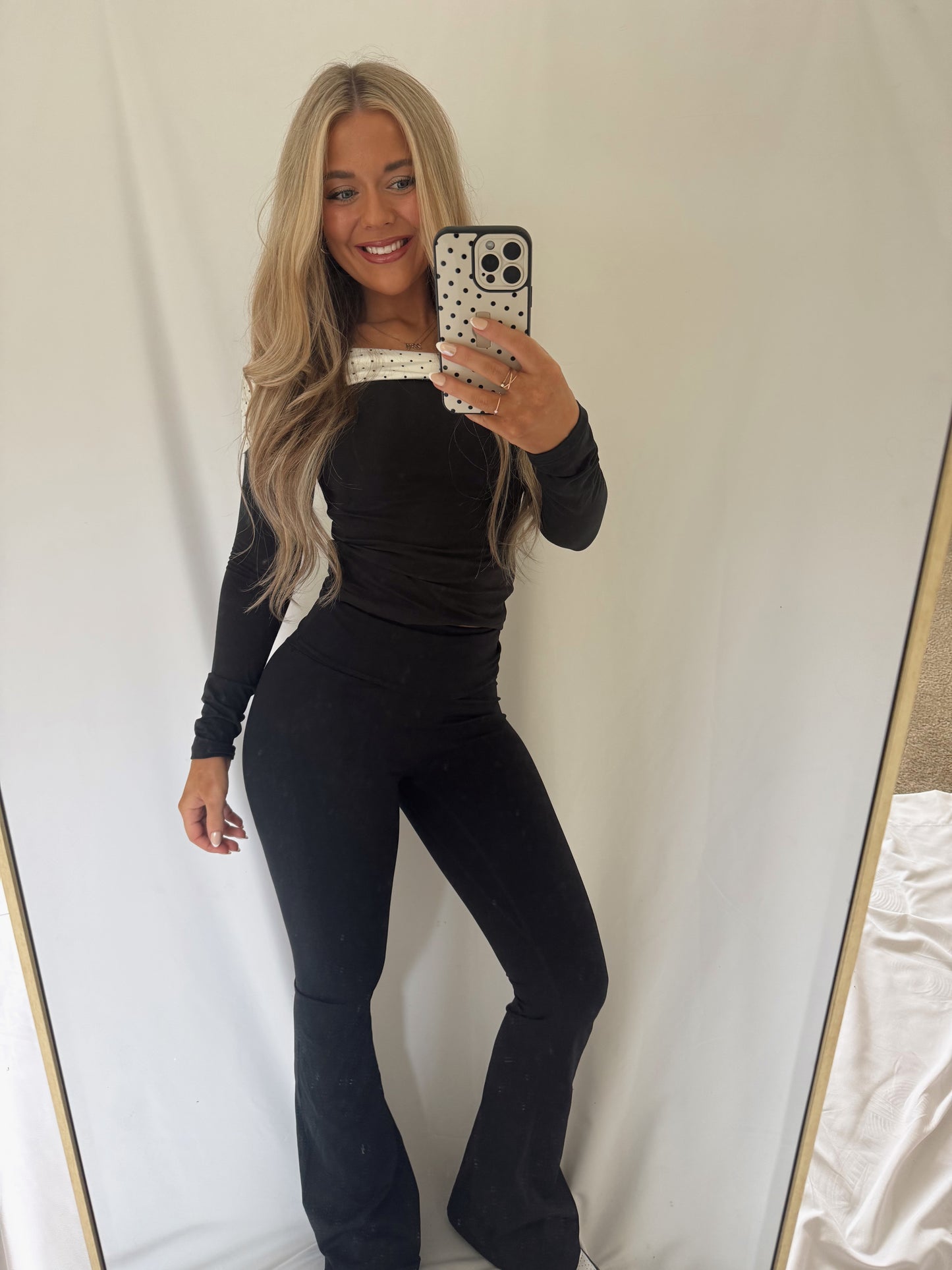 Foldover Flare Legging - Black
