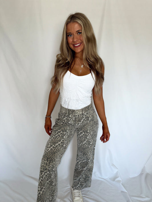 Raegan Leopard Straight Denim