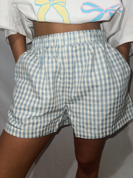 Ellie Gingham Shorts - Baby Blue