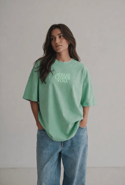 PRE - JESUS LOVES YOU TEE (WASHED MINT)