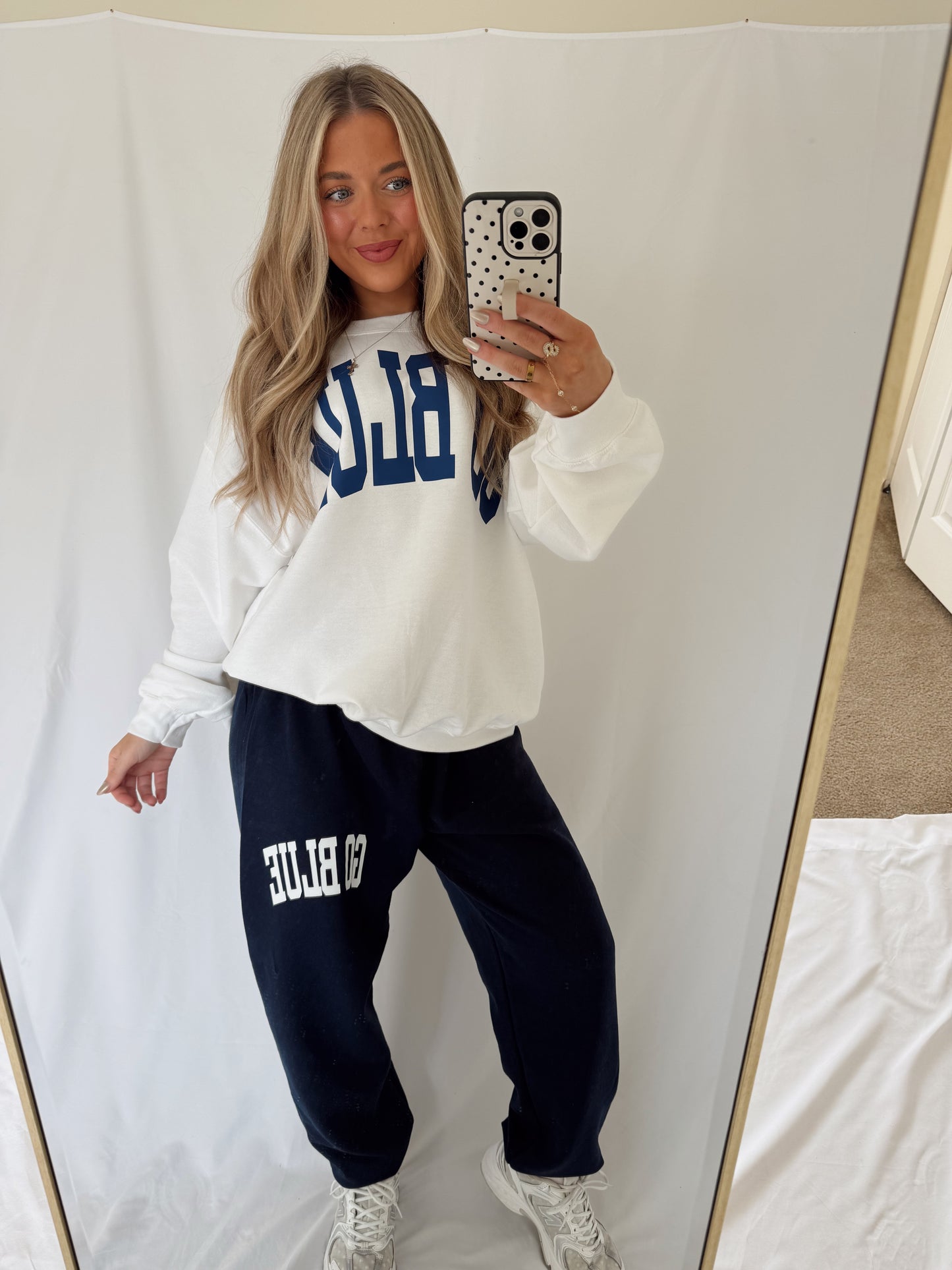 GO BLUE Arched Sweatpants - Navy/White